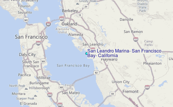 San Leandro Marina, San Francisco Bay, California Tide Station Location Map
