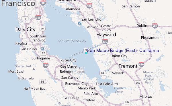 San Mateo Bridge (East), California Tide Station Location Map