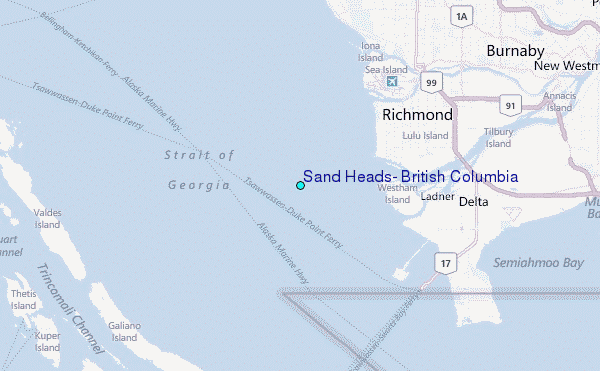 Sand Heads, British Columbia Tide Station Location Map