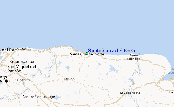 Santa Cruz del Norte Tide Station Location Map
