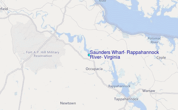 Saunders Wharf, Rappahannock River, Virginia Tide Station Location Map