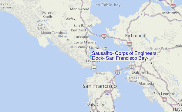Sausalito, Corps of Engineers Dock, San Francisco Bay, California Tide Station Location Map