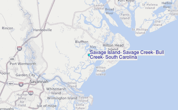 Savage Island, Savage Creek, Bull Creek, South Carolina Tide Station Location Map