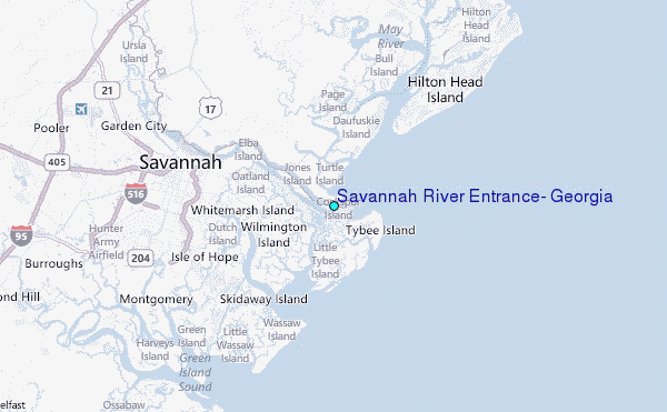Savannah River Entrance, Georgia Tide Station Location Map