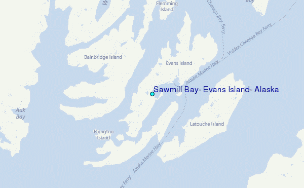 Sawmill Bay, Evans Island, Alaska Tide Station Location Map