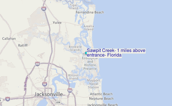 Sawpit Creek, 1 miles above entrance, Florida Tide Station Location Map