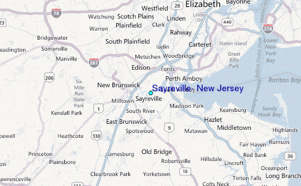 Sayreville, New Jersey Tide Station Location Map