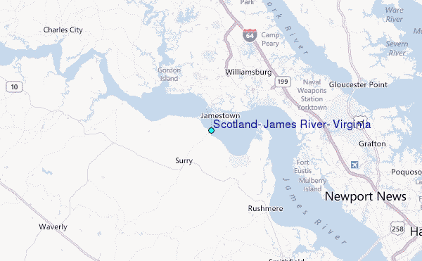 Scotland, James River, Virginia Tide Station Location Map