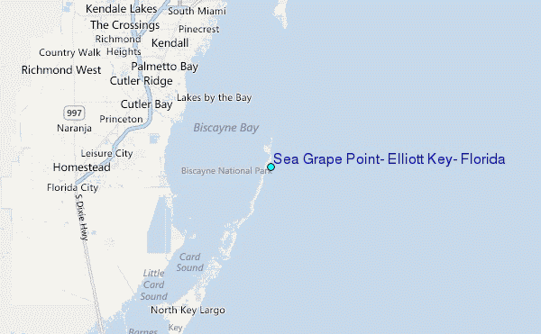 Sea Grape Point, Elliott Key, Florida Tide Station Location Map