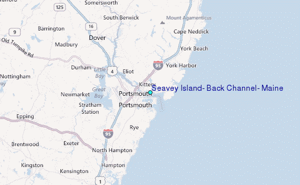 Seavey Island, Back Channel, Maine Tide Station Location Map
