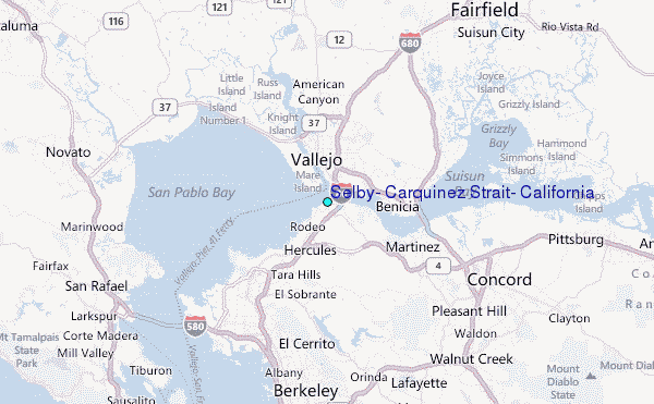 Selby, Carquinez Strait, California Tide Station Location Map