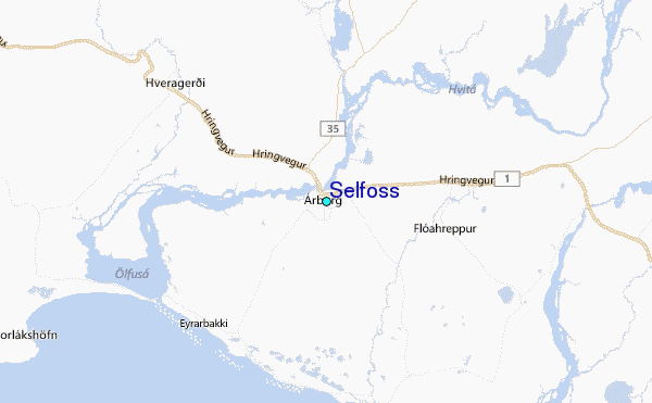 Selfoss Tide Station Location Map