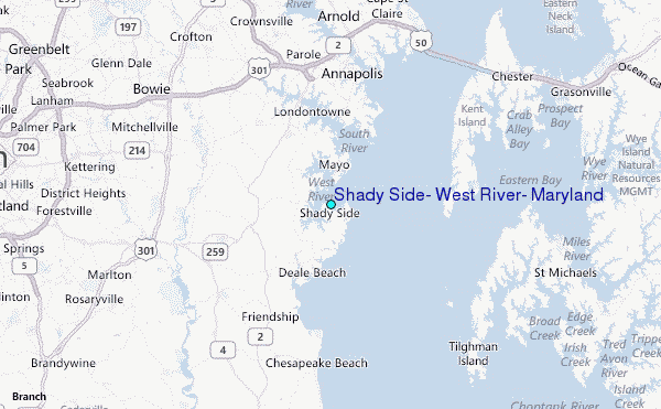 Shady Side, West River, Maryland Tide Station Location Map
