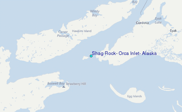 Shag Rock, Orca Inlet, Alaska Tide Station Location Map