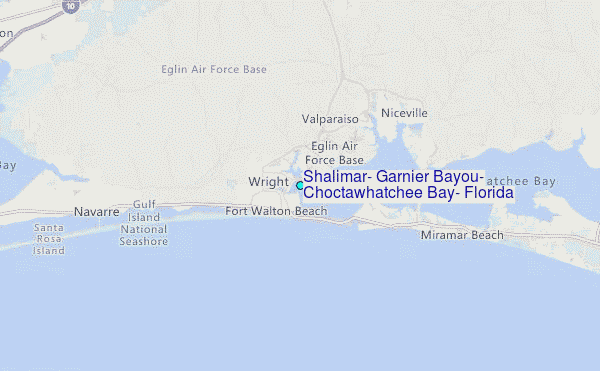 Shalimar, Garnier Bayou, Choctawhatchee Bay, Florida Tide Station Location Map