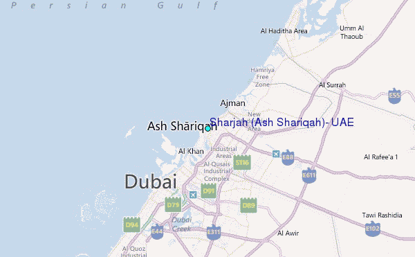 Sharjah (Ash Shariqah), U.A.E. Tide Station Location Map