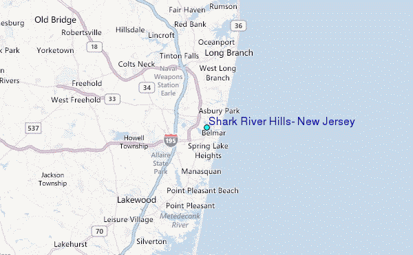 Shark River Hills, New Jersey Tide Station Location Map