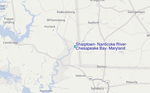 Sharptown, Nanticoke River, Chesapeake Bay, Maryland Tide Station Location Map