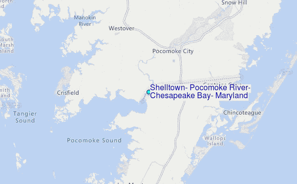 Shelltown, Pocomoke River, Chesapeake Bay, Maryland Tide Station Location Map
