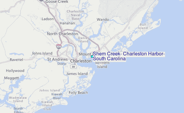 Shem Creek, Charleston Harbor, South Carolina Tide Station Location Map