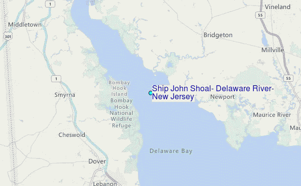 Ship John Shoal, Delaware River, New Jersey Tide Station Location Map