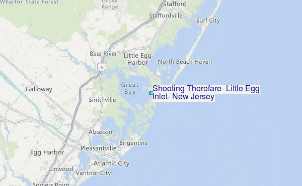 Shooting Thorofare, Little Egg Inlet, New Jersey Tide Station Location Map