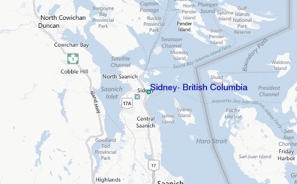 Sidney, British Columbia Tide Station Location Map