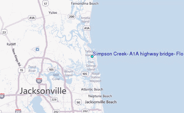 Simpson Creek, A1A highway bridge, Florida Tide Station Location Map
