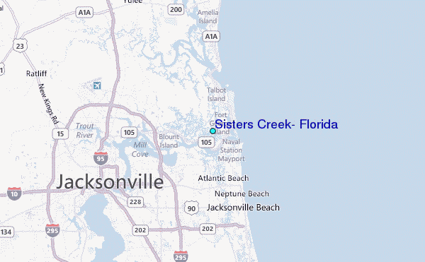 Sisters Creek, Florida Tide Station Location Map