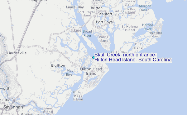 Skull Creek, north entrance, Hilton Head Island, South Carolina Tide Station Location Map