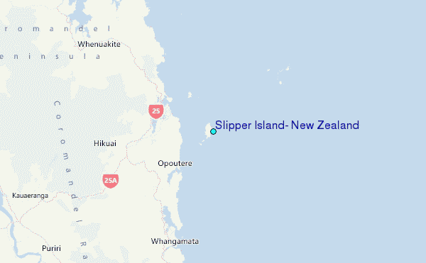 Slipper Island, New Zealand Tide Station Location Map