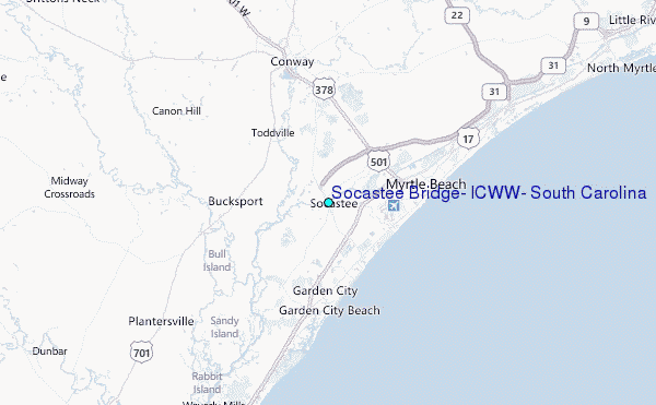 Socastee Bridge, ICWW, South Carolina Tide Station Location Map