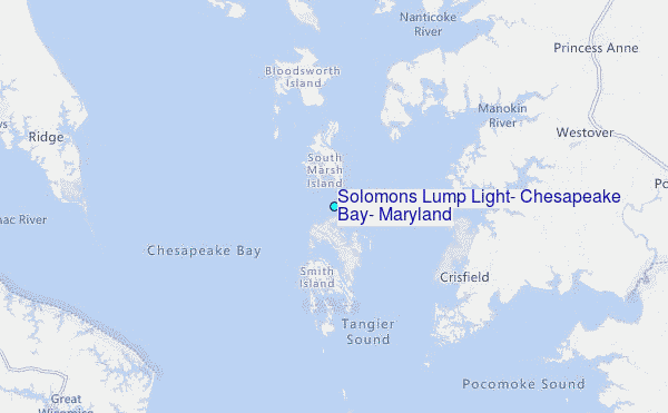 Solomons Lump Light, Chesapeake Bay, Maryland Tide Station Location Map