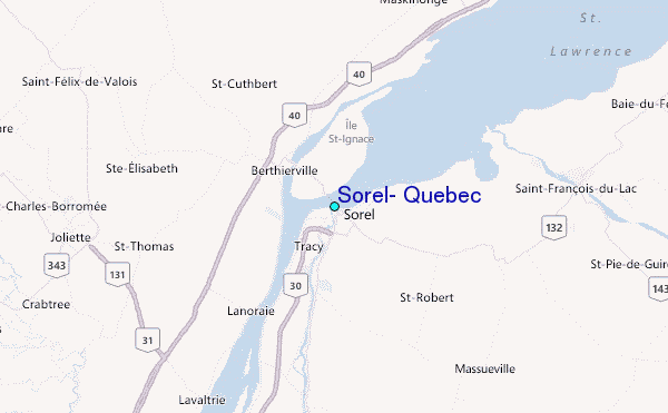 Sorel, Quebec Tide Station Location Map