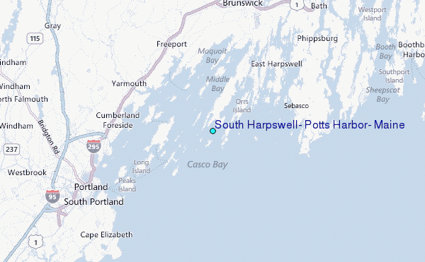 South Harpswell, Potts Harbor, Maine Tide Station Location Map