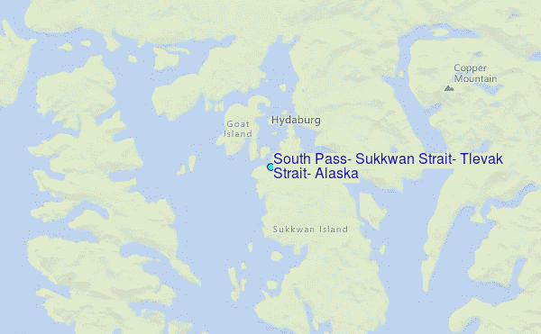South Pass, Sukkwan Strait, Tlevak Strait, Alaska Tide Station Location Map