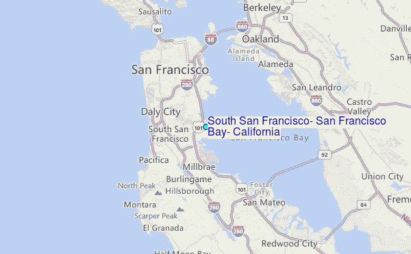 South San Francisco, San Francisco Bay, California Tide Station Location Map