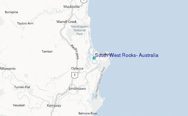 South West Rocks, Australia Tide Station Location Map
