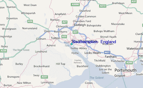 Southampton, England Tide Station Location Map