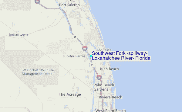 Southwest Fork (spillway), Loxahatchee River, Florida Tide Station Location Map