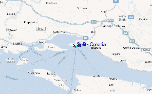Split, Croatia Tide Station Location Map