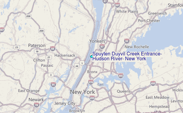 Spuyten Duyvil Creek Entrance, Hudson River, New York Tide Station Location Map