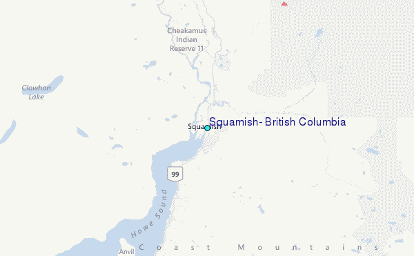 Squamish, British Columbia Tide Station Location Map