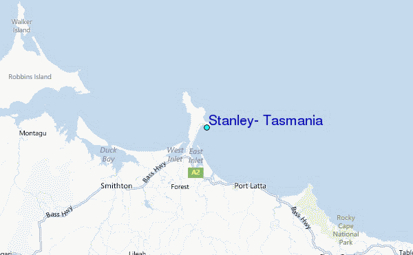 Stanley, Tasmania Tide Station Location Map