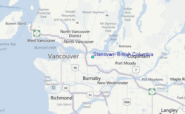 Stanovan, British Columbia Tide Station Location Map