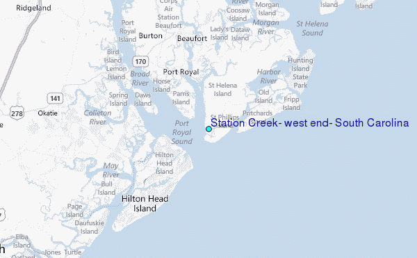 Station Creek, west end, South Carolina Tide Station Location Map