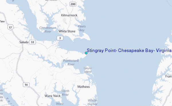 Stingray Point, Chesapeake Bay, Virginia Tide Station Location Map