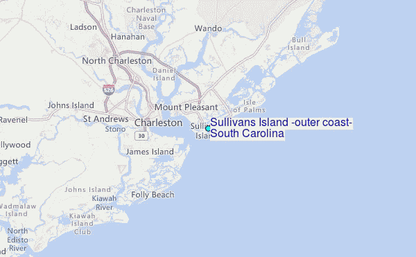 Sullivans Island (outer coast), South Carolina Tide Station Location Map