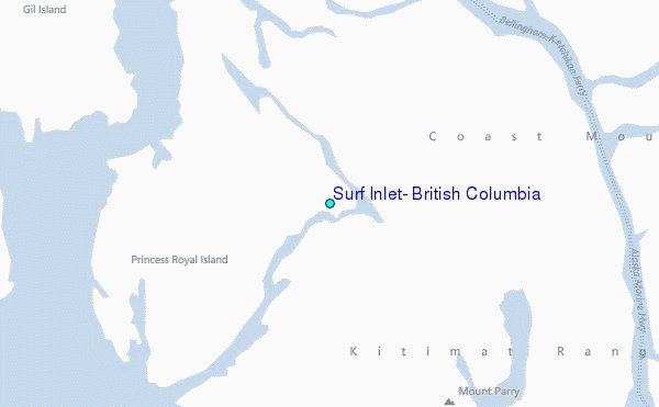 Surf Inlet, British Columbia Tide Station Location Map