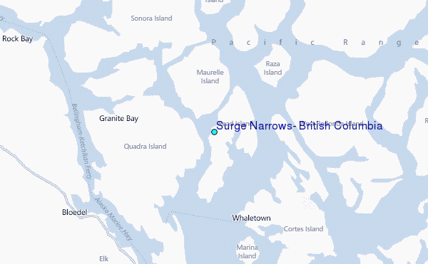 Surge Narrows, British Columbia Tide Station Location Map